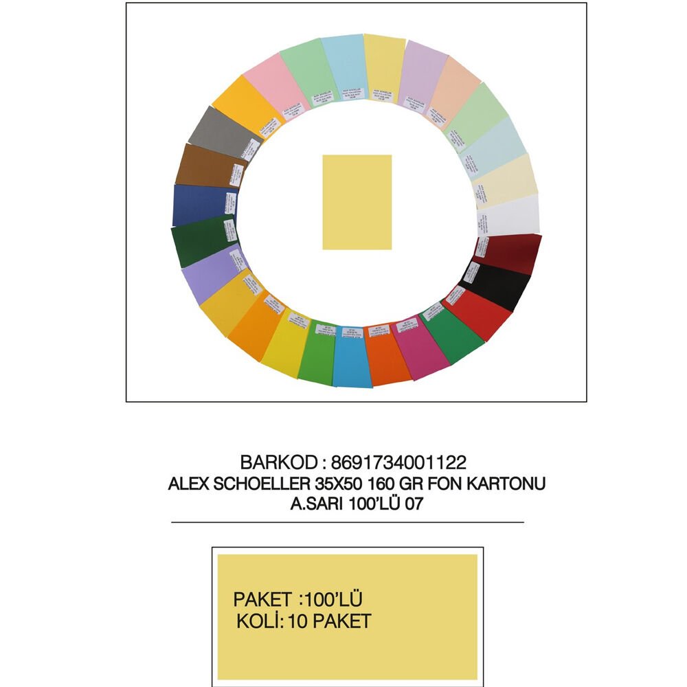 Alex Schoeller Fon Kartonu 160 GR 35x50 07 Açık Sarı