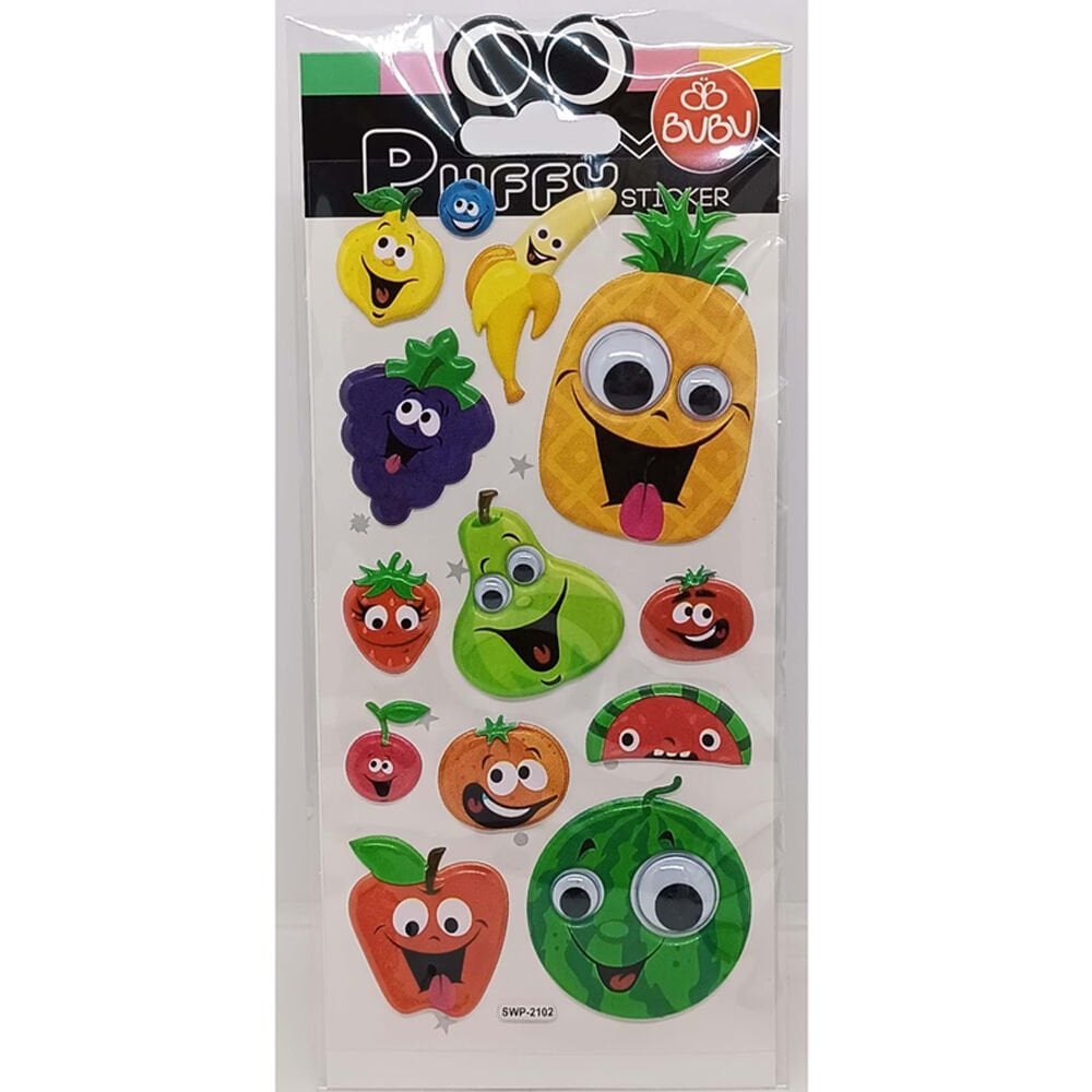 Bu-Bu Puffy Stıckers Oynar Gözlü Meyveler 9x21 BUBU-SWP-2102