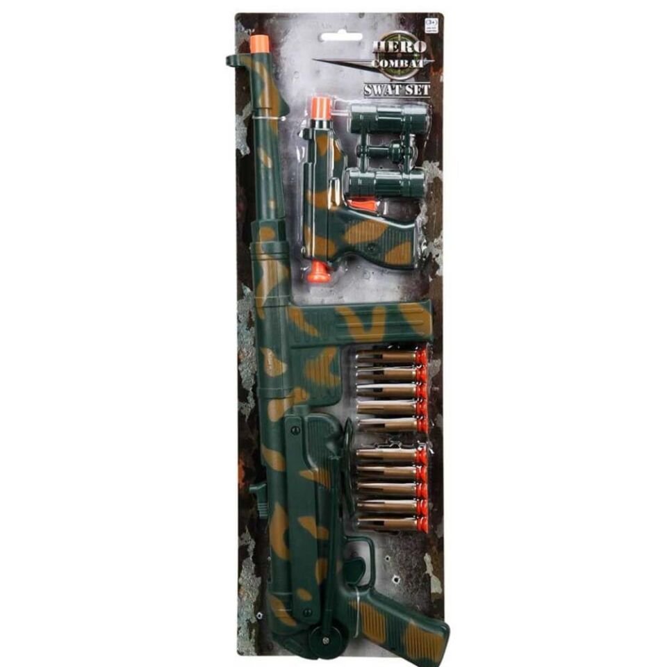 Sunman Oyuncak Asker Silah Set Mp40 Tüfek/Tabanca/Dürbün 10 Mermili