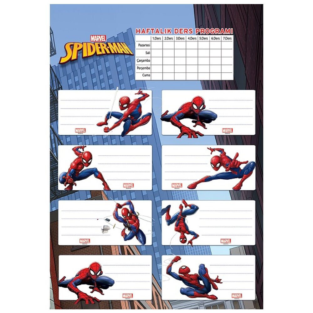 Keskin Color Okul Etiketi Spider Man Ders Proğramlı 3 LÜ 220130-6