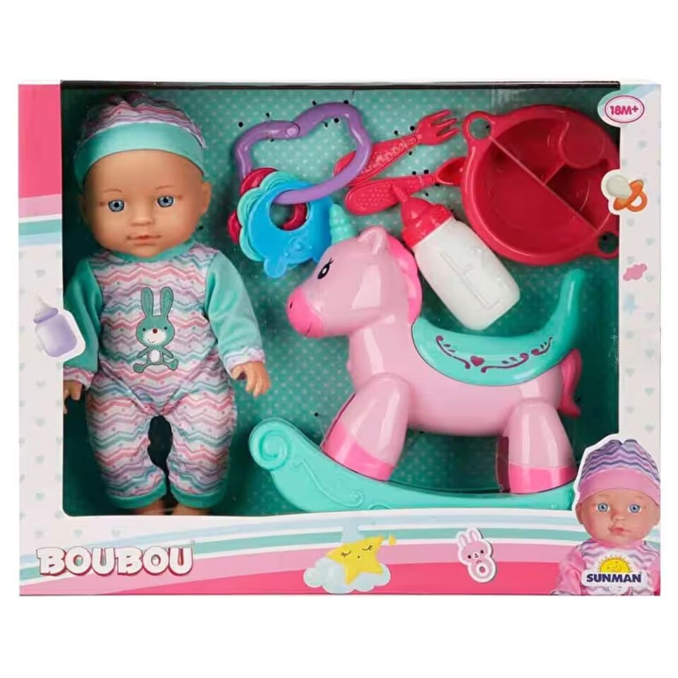 Sunman Oyuncak Boubou Bebek ve Sallanan Atı Oyun Seti 30 cm