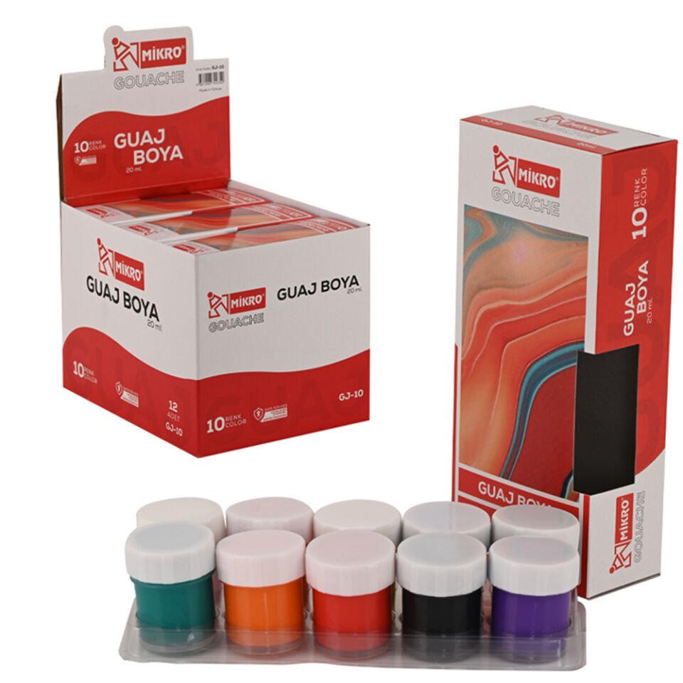 Mikro Guaj Boya Şişe 10 Renk 20 ML GJ-10
