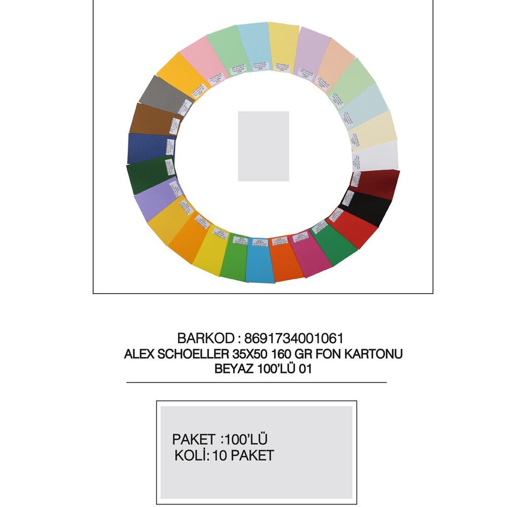 Alex Schoeller Fon Kartonu 160 GR 35x50 01 Beyaz