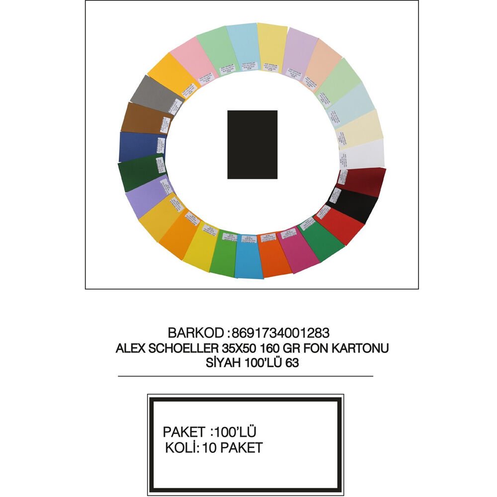 Alex Schoeller Fon Kartonu 160 GR 35x50 63 Siyah