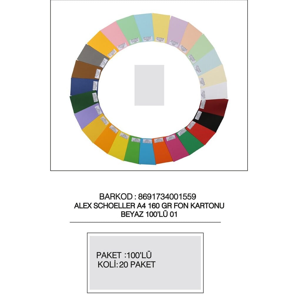 Alex Schoeller Fon Kartonu 160 GR A4 01 Beyaz