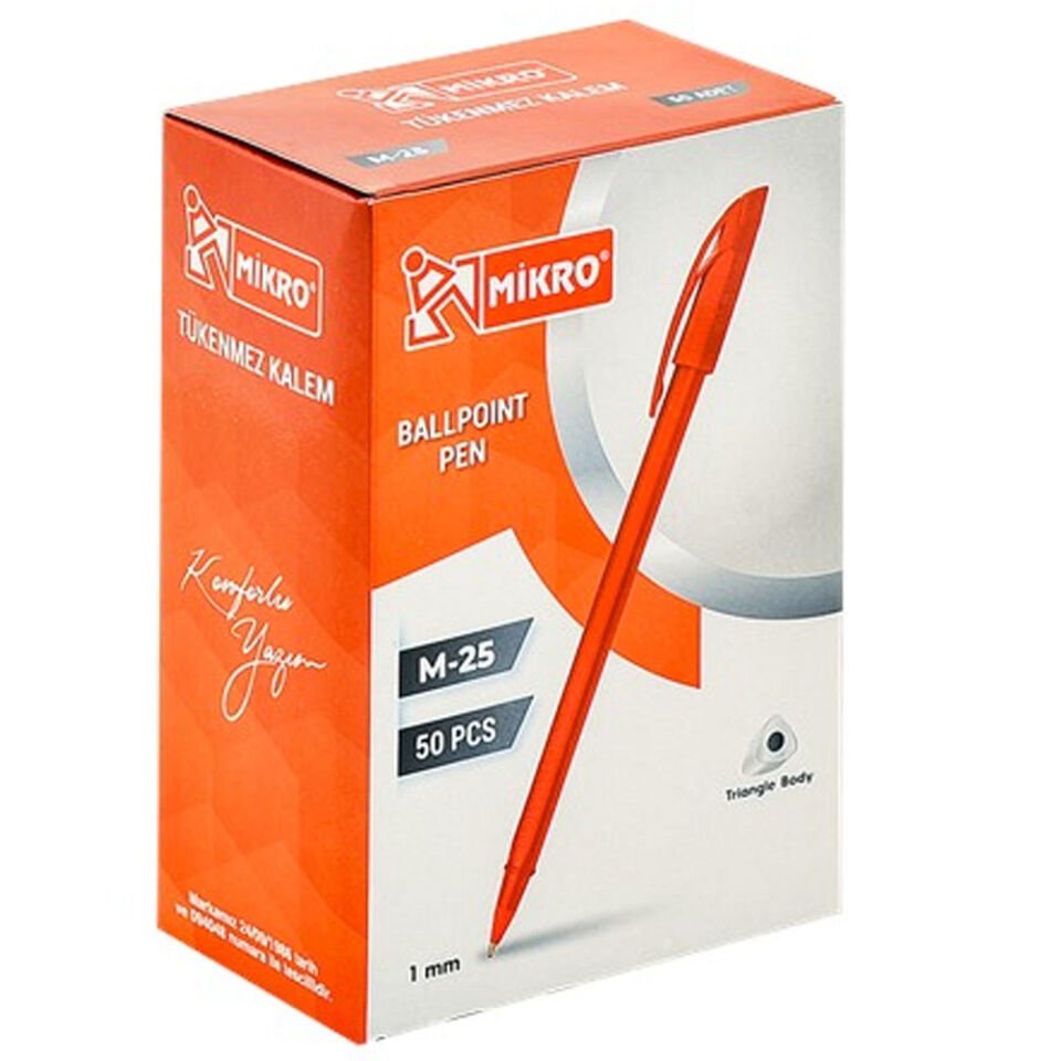 Mikro Tükenmez Kalem 1 MM Kırmızı M-25