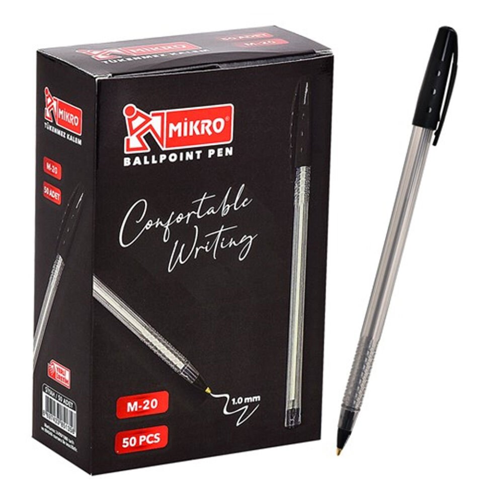 Mikro Tükenmez Kalem 1.0 MM Siyah M-20